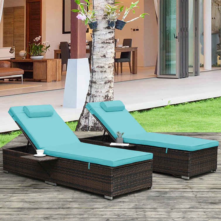 Latitude Run Outdoor PE Wicker Chaise Lounge 2 Piece Patio